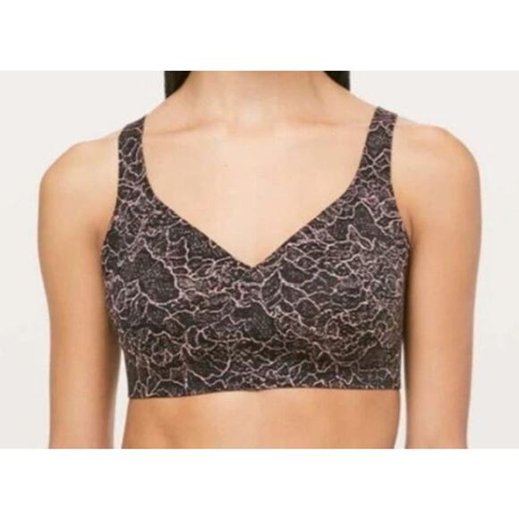 Lululemon Women's Size 32DD Like Nothing Bra Lacescape Spanish Rose Black NWT - Picture 1 of 6